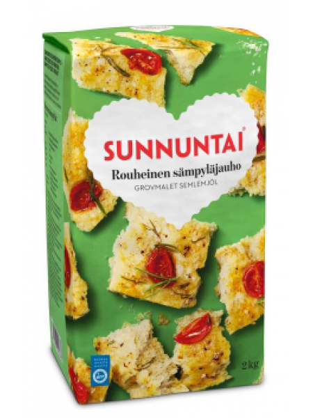 Смесь мучная Sunnuntai Rouheinen Sämpyläjauho грубого помола для булочек 2кг