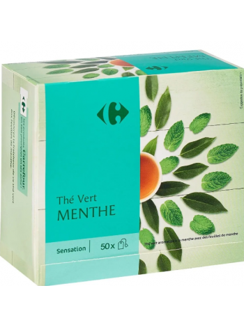 Зеленый чай Carrefour с мятой 50 шт