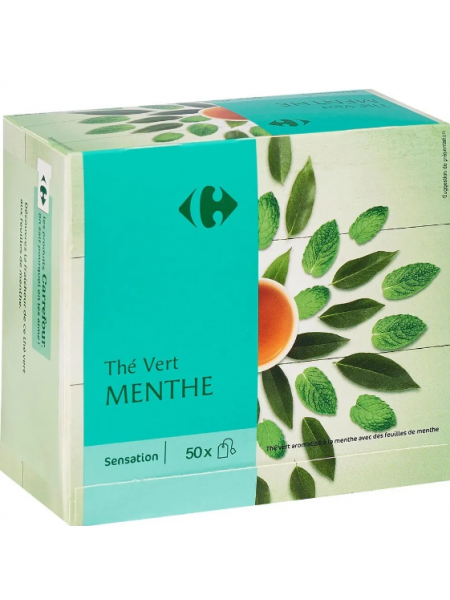 Зеленый чай Carrefour с мятой 50 шт