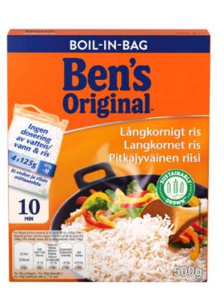 Длиннозерный рис Ben's Original в варочных пакетах 4х125г