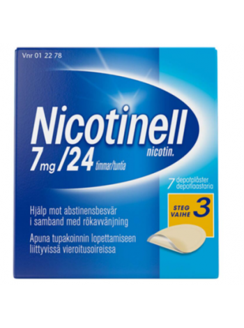 Никотиновый пластырь NICOTINELL DEPOTLAASTARI 7mg/ 24часа 7шт