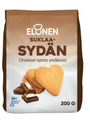 Печенье песочное  в форме сердца Elonen suklaasydän 200г с шоколадом