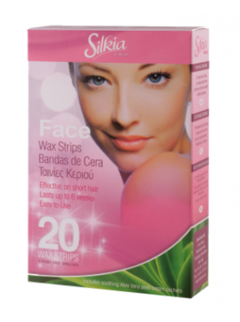 Полоски холодного воска для лица Silkia Face с кремом алоэ вера 20 шт