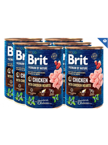 Влажный корм для собак Brit Premium by Nature 400 г 6 шт куриные сердечки