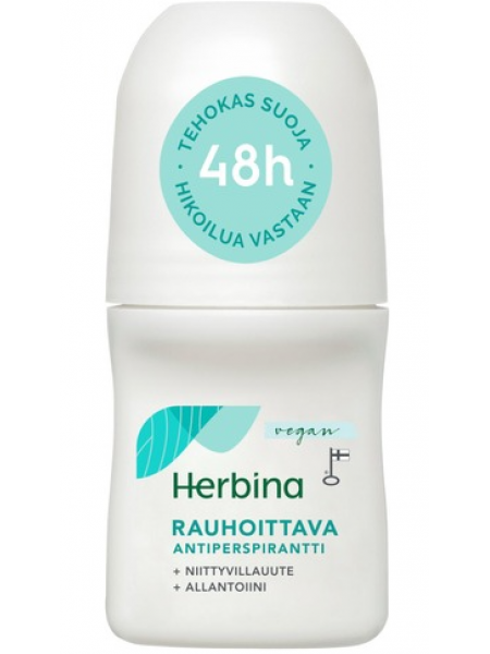 Дезодорант шариковый Herbina Rauhoittava niittyvilla antiperspirantti 48h 50мл Успокаивающий