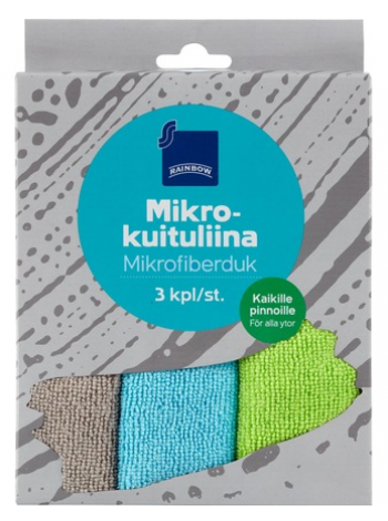 Салфетка из микрофибры Rainbow mikrokuituliina 3шт 