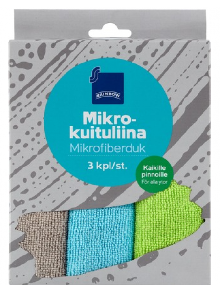 Салфетка из микрофибры Rainbow mikrokuituliina 3шт 