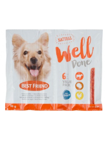 Палочки-вкуснятки  для собак Best Friend Welldone Härkä-Kalkkuna-Kana 6шт 90г Бык-Индейка-Курица
