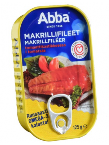Филе скумбрии в томатном соусе Abba Makrillifileet Tomaattikastikkeessa 125г