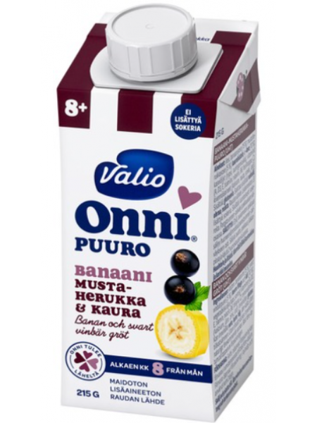 Каша Valio Onni Banaani-Mustaherukkakaurapuuro Uht 215г черная смородина банан