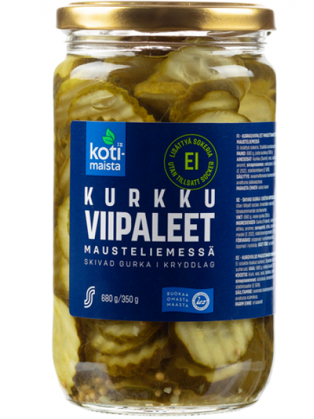 Ломтики огурца в пряном рассоле Kotimaista kurkkuviipaleet mausteliemessä, ei lisättyä sokeria 680/350г 