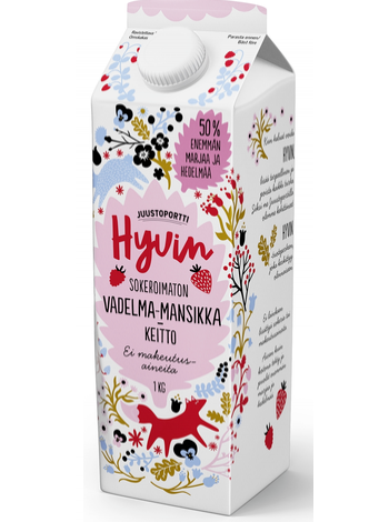 Кисель несладкий Juustoportti Hyvin Sokeroimaton Vadelma-Mansikka Keitto 1л малина клубника