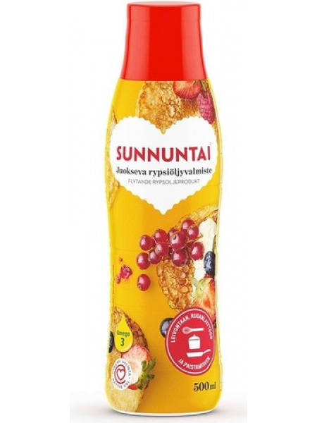 Жидкий маргарин из рапсового масла  Sunnuntai Juokseva rypsiöljyvalmiste 500 мл 