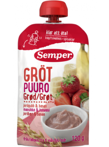 Каша с клубника и банан Semper Puuro Mansikka & Banaani 120 г с 6 месяцев
