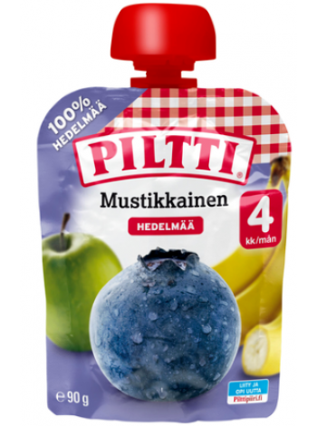 Фруктовое пюре Piltti Mustikkainen 90 г с 4 месяцев черника