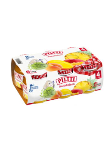 Фруктовое пюре Piltti Aurinkoinen Hedelmäsose 6x125 гр с 4 месяцев манго абрикос ананас